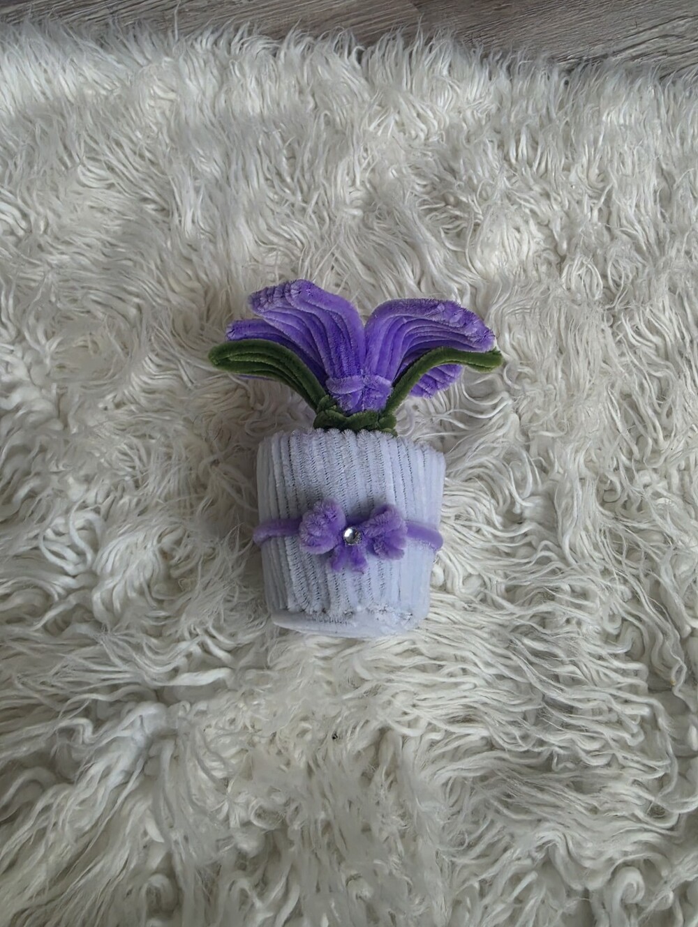 Purple Velvet Floral Hair Accessory with Gem Accent